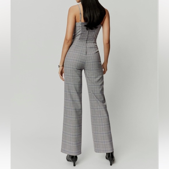 NWT Reformation Cameran Plaid Corset Lace-Up Straight Leg Jumpsuit - Picture 2 of 11